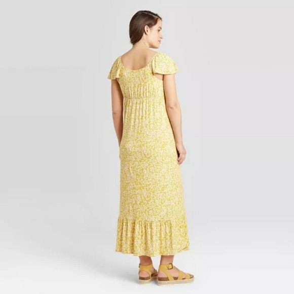 Maternity Floral Print Short Sleeve Knit Maxi Dres - Picture 3 of 3